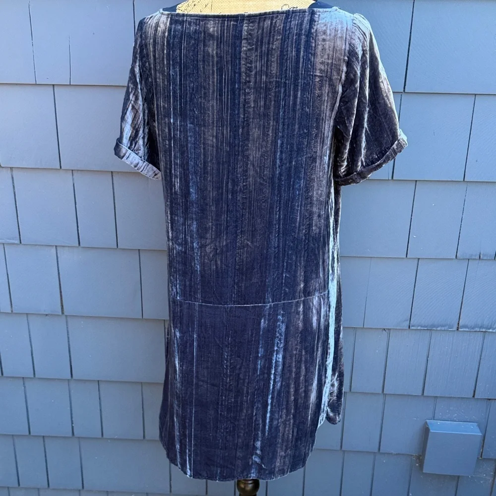 Anthropologie Floreat Velvet Textured Blue Mini Dress